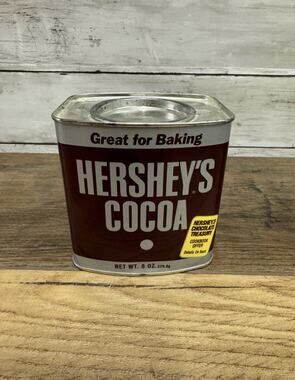 VINTAGE HERSHEYS COCOA TIN 8 OZ ADVERTISING TIN WITH Lid
